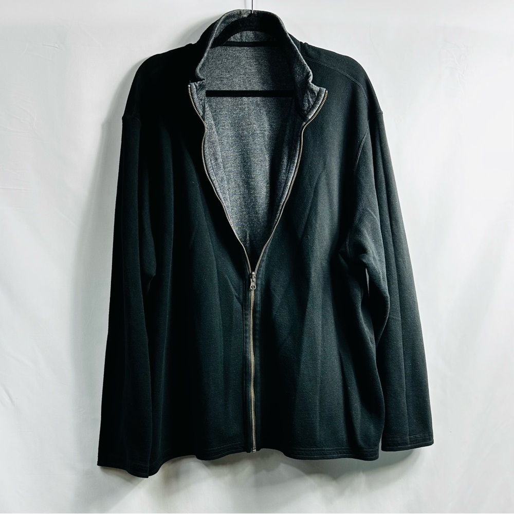 Reversible Men’s Sz XXL Black & Gray Mock Neck Full Zip Long Sleeve Jacket